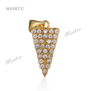 Charm Triangle Shape Micro CZ Paved Zircon Pendant for Necklace
