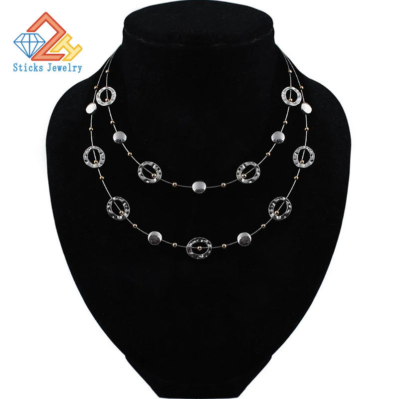 Charm Two Layer Necklace European American Jewelry Big Cable Linking