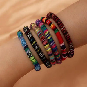Vintage Adjustable National Style Colorful Bracelet Set For Women Men