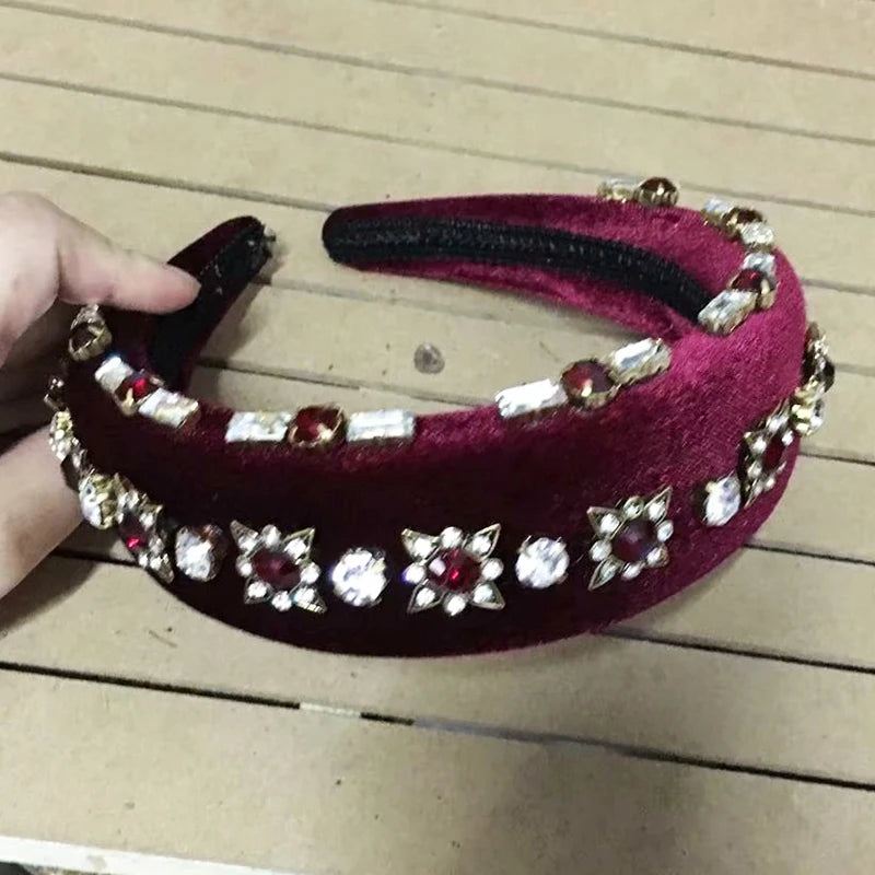 Vintage Baroque Hairband Retro Wide Headwear Flowers Women Hair Accessories