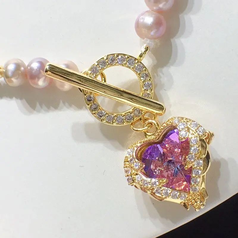 Vintage Baroque Pearls Necklace Purple Natural Cultured Pearl Freshwater