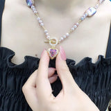 Vintage Baroque Pearls Necklace Purple Natural Cultured Pearl Freshwater