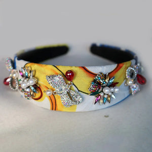 Vintage Baroque Pear Hairband with Rhinestone Bow