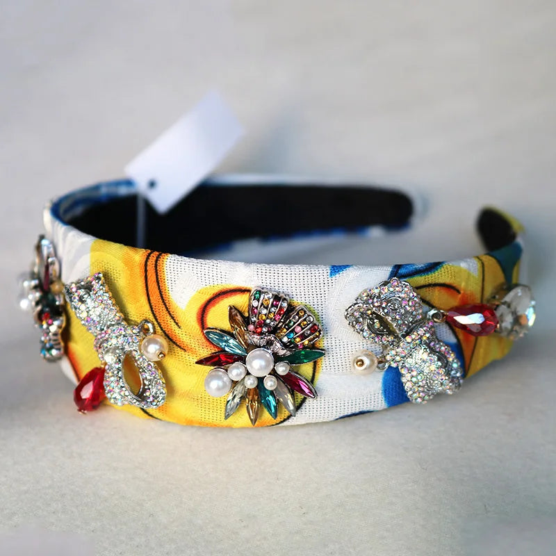 Vintage Baroque Pear Hairband with Rhinestone Bow