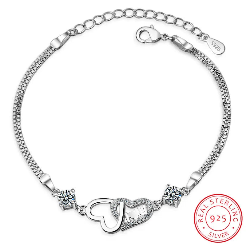 Crystal Purple Women's 925 Silver Bracelet Fine Jewelry Lady Bijoux