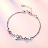 Charm Women 925 Silver Bracelets Crystal Purple Female Accessories