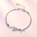 Crystal Purple Silver Bracelet Wedding Jewelry