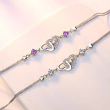 Crystal Purple Silver Bracelet Wedding Jewelry