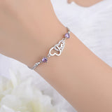 925 Silver Crystal Purple Bracelet for Women