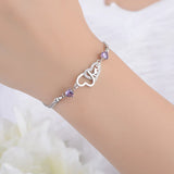 925 Silver Crystal Purple Bracelet for Women