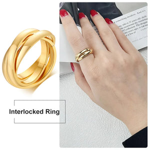 Charm Women Rings Triple Interlocked Rolling Ring Stainless Steel Xmas Jewelry
