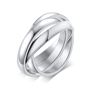 Charm Women Rings Triple Interlocked Rolling Ring Stainless Steel Xmas Jewelry