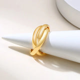 Charm Women Rings Triple Interlocked Rolling Ring Stainless Steel Xmas Jewelry