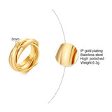 Charm Women Rings Triple Interlocked Rolling Ring Stainless Steel Xmas Jewelry
