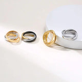 Charm Women Rings Triple Interlocked Rolling Ring Stainless Steel Xmas Jewelry