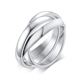 Charm Women Rings Triple Interlocked Rolling Ring Stainless Steel Xmas Jewelry
