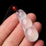 Natural Jade Gemstone Pendant Necklace with Rope Chain