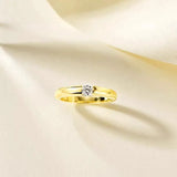 Yellow Tibetan Silver Ring With Cubic Zircon Round Stones
