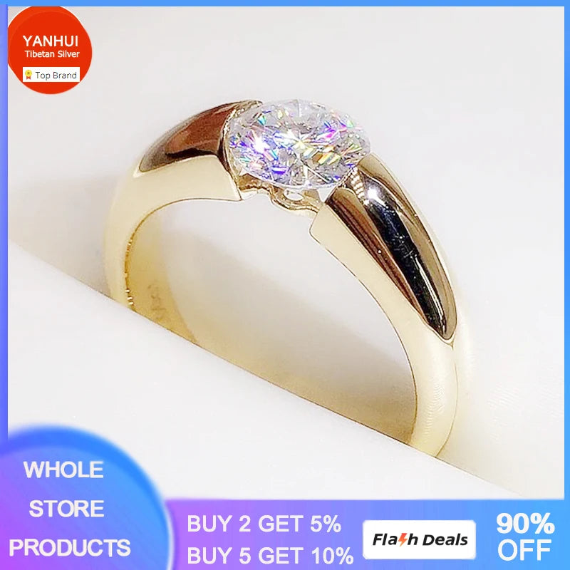 Yellow Tibetan Silver Ring With Cubic Zircon Round Stones