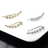 Zircon Ear Hook Clip Rose Ear Cuff 7 Crystals Earrings Women Girls Jewelry