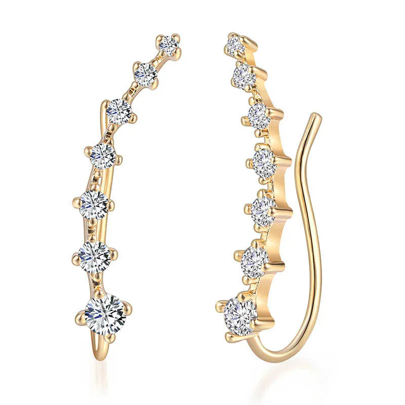 Zircon Ear Hook Clip Rose Ear Cuff 7 Crystals Earrings Women Girls Jewelry