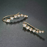 Zircon Ear Hook Clip Rose Ear Cuff 7 Crystals Earrings Women Girls Jewelry