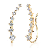Zircon Ear Hook Clip Rose Ear Cuff 7 Crystals Earrings Women Girls Jewelry