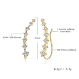 Zircon Ear Hook Clip Rose Ear Cuff 7 Crystals Earrings Women Girls Jewelry