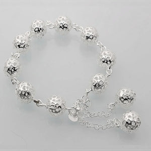 Charm Silver Hollow Beads Bracelet Women Jewelry Christmas