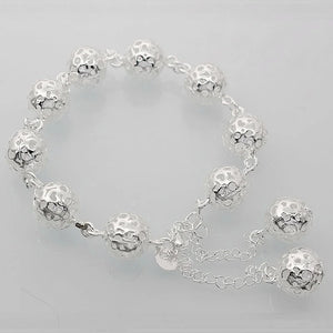 Charm Silver Hollow Beads Bracelet Women Jewelry Christmas