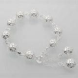 Charm Silver Hollow Beads Bracelet Women Jewelry Christmas