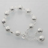 Charm Silver Hollow Beads Bracelet Women Jewelry Christmas