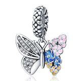 925 Silver Gulf & Butterfly Heart Charms for 3mm Bracelet DIY