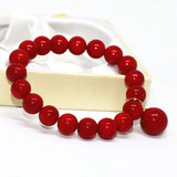 Red Coral Round Beads 10mm Bracelet Women Jewelry 7.5inch