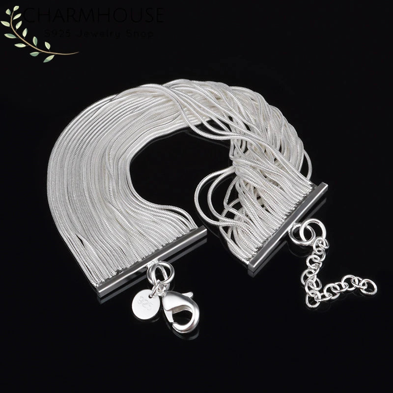 925 Silver Bracelet For Women Chain Bracelets Wristband Pulseira Bridal Jewelry