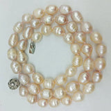 10-12mm Pink Freshwater Cultured Rice Pearl Necklace 24 Inch