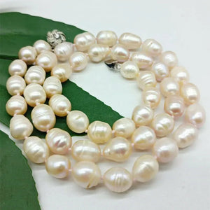 10-12mm Pink Freshwater Cultured Rice Pearl Necklace 24 Inch