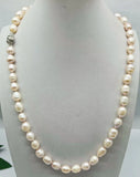 10-12mm Pink Freshwater Cultured Rice Pearl Necklace 24 Inch
