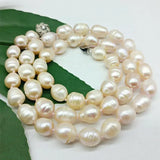 10-12mm Pink Freshwater Cultured Rice Pearl Necklace 24 Inch