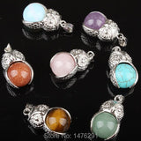 16MM Mix-Color Crystal Stone Owl Pendant 7PCS