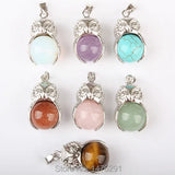 16MM Mix-Color Crystal Stone Owl Pendant 7PCS