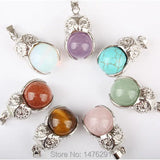 16MM Mix-Color Crystal Stone Owl Pendant 7PCS