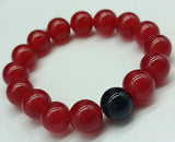 Red Ruby & Agate Bead Bracelet 7.5 Inch Couple Charm Jewelry