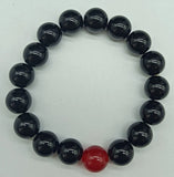 Red Ruby & Agate Bead Bracelet 7.5 Inch Couple Charm Jewelry
