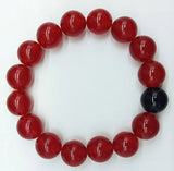 Red Ruby & Agate Bead Bracelet 7.5 Inch Couple Charm Jewelry