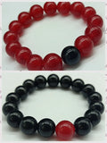 Red Ruby & Agate Bead Bracelet 7.5 Inch Couple Charm Jewelry