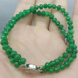 Green Faceted Jade Abacus Beads Bracelet 7.5 Inch Fine Jewelry