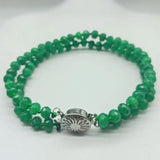 Green Faceted Jade Abacus Beads Bracelet 7.5 Inch Fine Jewelry