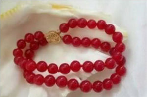 AAA+ Red Ruby Round Beads Bracelet 7.5"