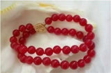 AAA+ Red Ruby Round Beads Bracelet 7.5"